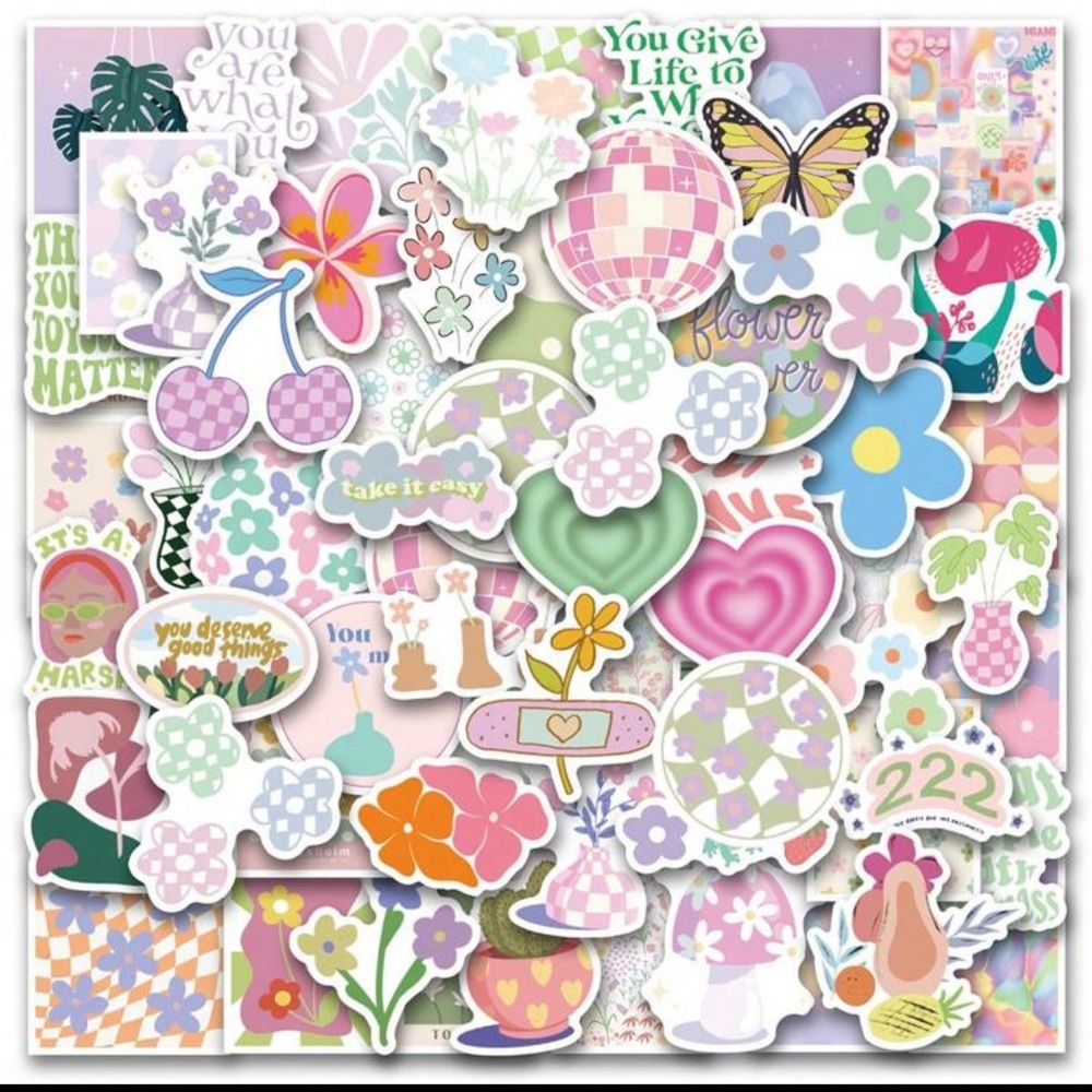 60PCS Danish Pastel Stickers Aesthetic Vinyl Stickers High Quality Stickers